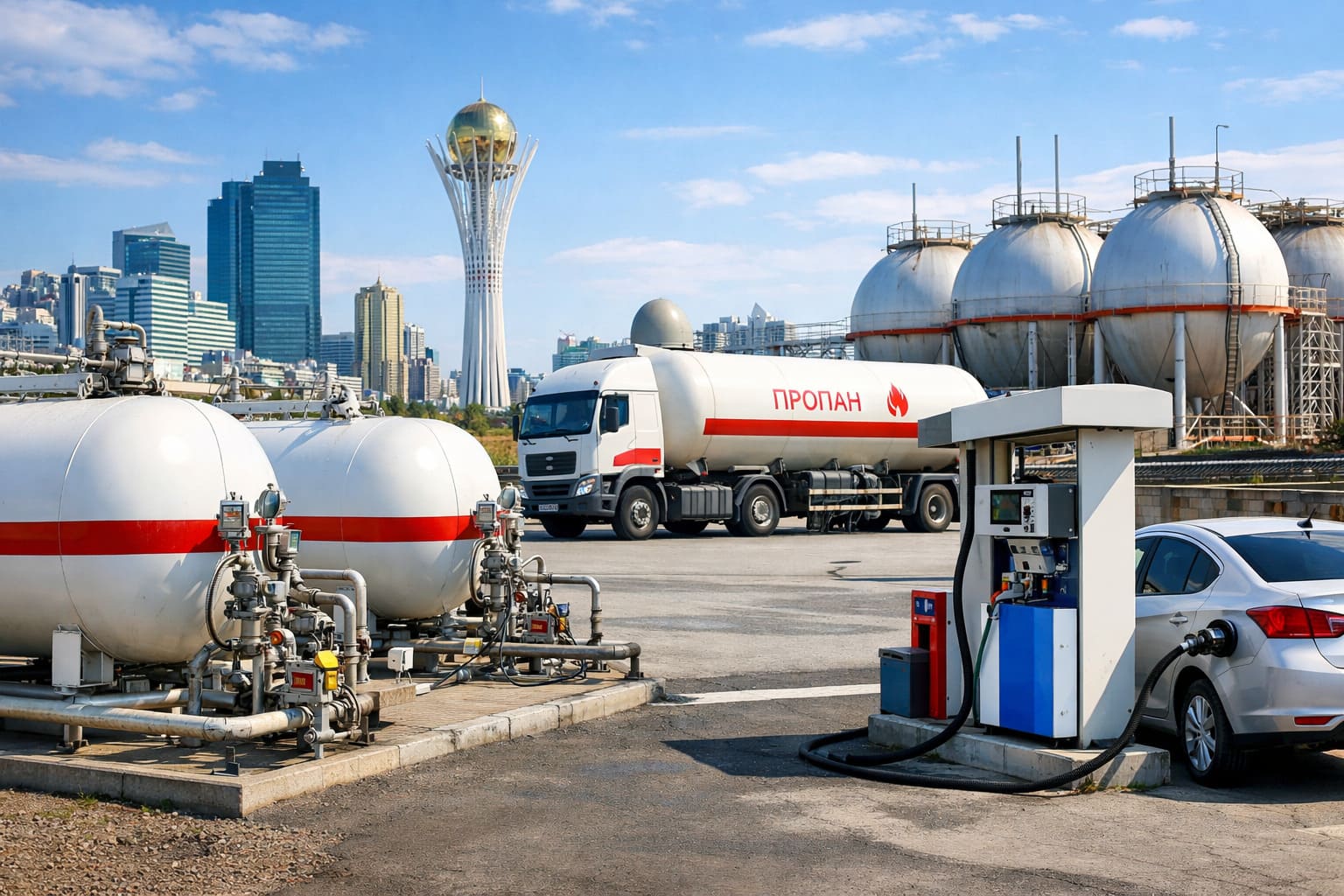 Газовая заправка и резервуары для сжиженного газа в Казахстане