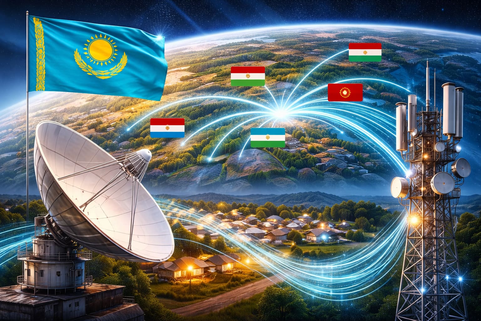 Высокоскоростной интернет и спутниковая инфраструктура в Казахстане: кабели, антенны и цифровое покрытие для сёл и соседних стран.