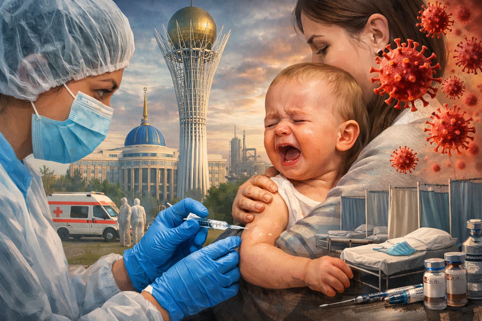 Вакцинация детей от кори в Казахстане